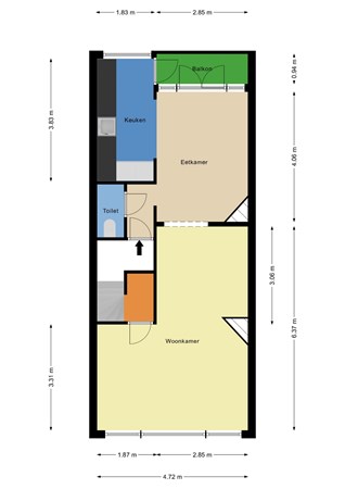 Floorplan - Heemskerkstraat 58A02, 3038 VJ Rotterdam